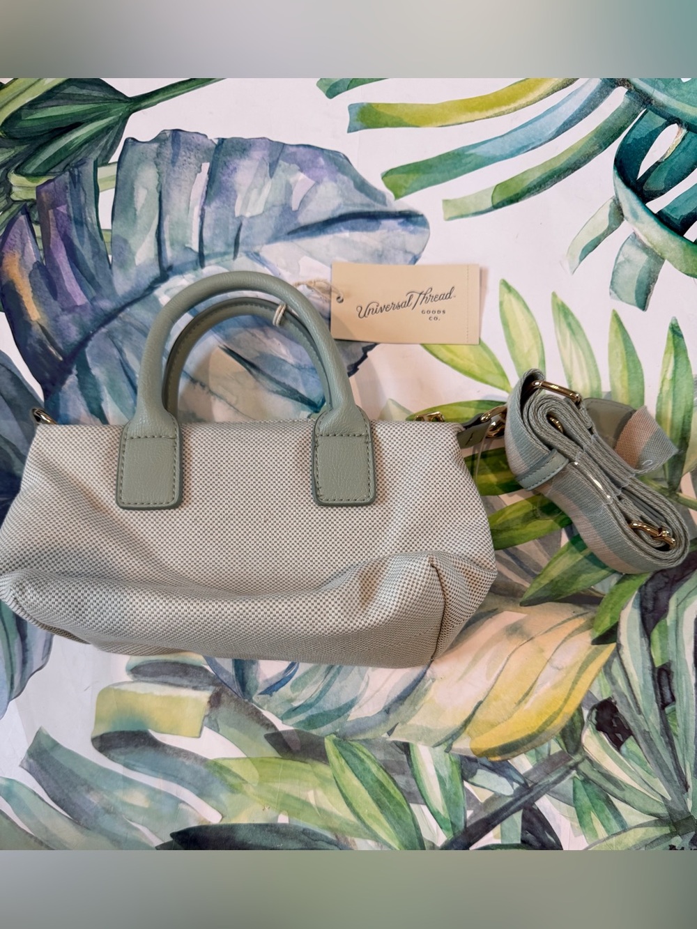 Universal Thread Satchel Handbag with Strap - light teal